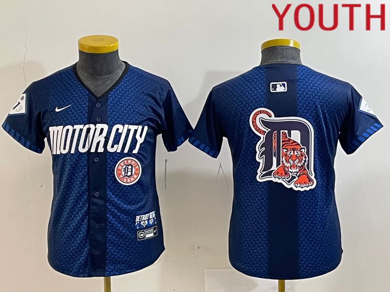 Youth Detroit Tigers Blank Blue City Edition Nike 2024 MLB Jersey style 9->youth mlb jersey->Youth Jersey